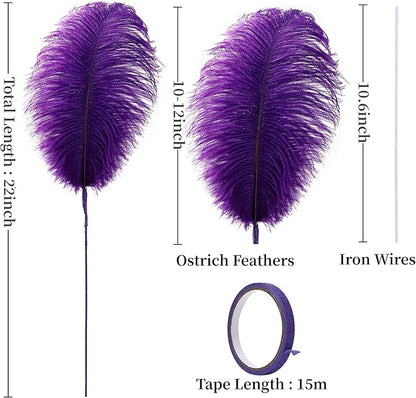 Holmgren Purple Large Ostrich Feather - 20pcs Making Kit 22 Inch Large Ostrich Feathersfor Crafts Floral Arrangement, Wedding Party Centerpieces Home Decorations (Purple)