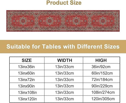 Vintage Boho Red Table Runner,Elegant Mid Century for Home Farmhouse Kitchen Table Dining Coffee Room Garden Party Wedding Decor 13x36in