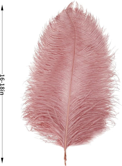 Larryhot Pink Ostrich Feathers Bulk- 16-18 inch 10pcs Feathers for Cfafts,Wedding Party Centerpieces, and Home Decorations (Lotus Pink)