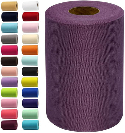 Tulle Fabric Rolls 6 Inch by 100 Yards (300 feet) Fabric Spool Tulle Ribbon for DIY Tutu Bow Halloween Baby Shower Birthday Party Wedding Decorations Christmas Craft Supplies (Amethyst)