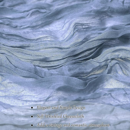 1-Pack Dusty Blue Cheesecloth Table Runners – 10FT (35x120 Inch) Boho Rustic Gauze Fabric Cheese Cloth Table Runner for Weddings, Baby Showers, Bridal Shower, Farmhouse & Birthday Party Decor
