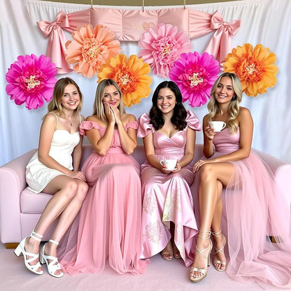 SUNBEAUTY 6 PCS Hot Pink and Orange Paper Flowers Decorations Crepe Paper Flowers 12 in Tissue Paper Flowers Decorations for Wall Birthday Party Baby Bridal Shower Office Classroom Wedding Carnival