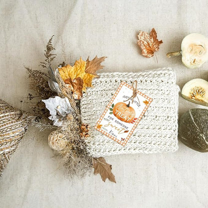 50pcs Thanksgiving Gift Tags with String, Autumn Pumpkin Thank You Tags for Birthday and Baby Shower Party Favors Decoration(Pumpkin)