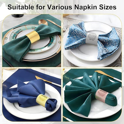 Polymer Material Reusable Napkin Band, Glue-Free Tear-Proof Water Resistant Oil-Proof Napkin Bands Set of 200(Assorted 4 Front Colors and Back Silver), 6 Adjustable Sizes Napkin Rings