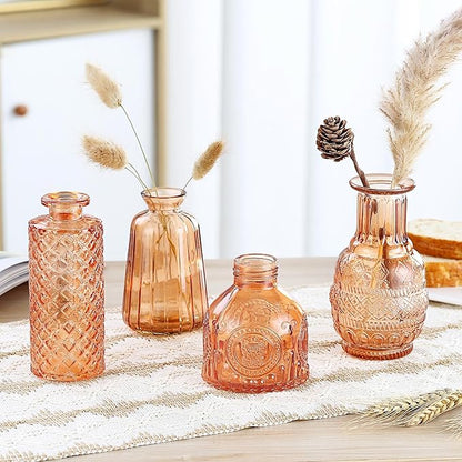 Bud Vases15 Pcs for Centerpieces Wedding,Flower Vases in Bulk for Rustic Home Decor,Small Vases for Wedding,Mother's Day,Graduation,Christmas,Birthday Party,Valentine's Day(Amber)