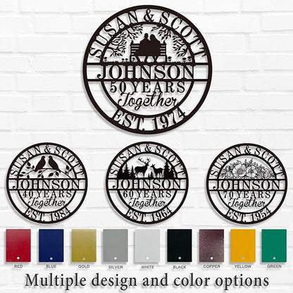 Personalized Christmas Gifts 2025, Custom 50th/40th/60th/70th/30th/1-99 Years Wedding Anniversary Sign Gifts for Couples Parents, Custom Metal Monogram Sign Personalized Family Name Signs
