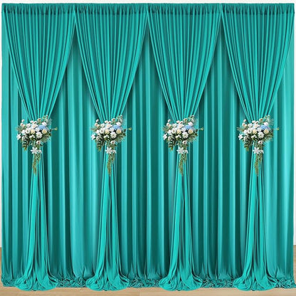 10 ft x 40 ft WWrinkle Free Turquoise Backdrop Curtain for Parties, Thick Polyester Teal Photo Backdrop Drapes,8 Panels 5ft x 10ft for Baby Shower Wedding Engagement Birthday Mermaid Party