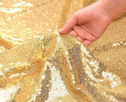 SquarePie Sequin Tablecloth 90 x 132 Inch Gold Sparkly Table Cloth for Wedding Party