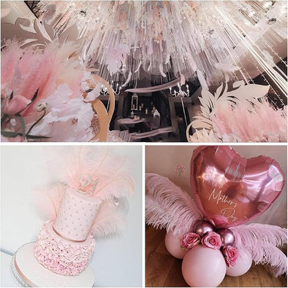 Larryhot Pink Long Ostrich Feathers - 16-18 inch 10pcs Feathers for Cfafts, Wedding Party Centerpieces and Home Decorations (Light Pink)