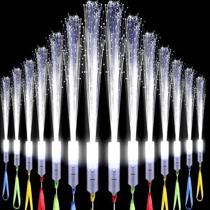 50 Pcs White Fiber Optic Wands Bulk Wedding Sparklers Party Favors LED Light Glow Sticks with 3 Modes Long Flashing Glow for Birthday Wedding Bridal Shower Glow in the Dark Party Favors