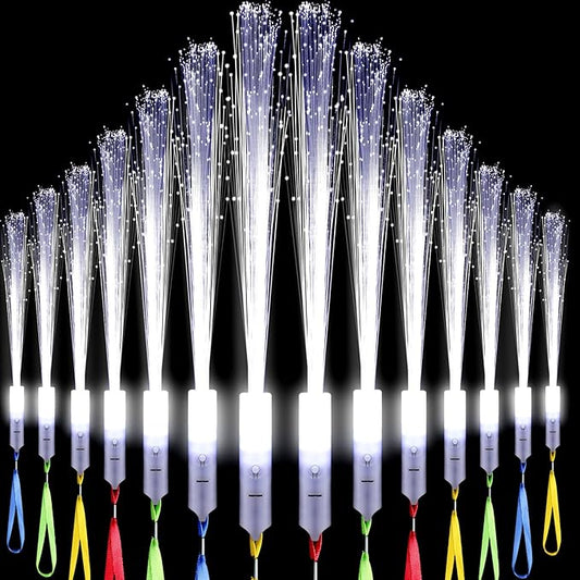 100 Pcs White Fiber Optic Wands Bulk Wedding Sparklers Party Favors LED Light Glow Sticks with 3 Modes Long Flashing Glow for Birthday Wedding Bridal Shower Glow in the Dark Party Favors