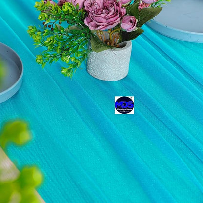MDS Halloween Chiffon Table Runner - 5 Pack, 29 x 170 Inches, 14ft Each - Sheer Spooky Table Runners for Haunted House Parties, Trick-or-Treat Tables, Witchy Décor, Wedding & Events - Turquoise