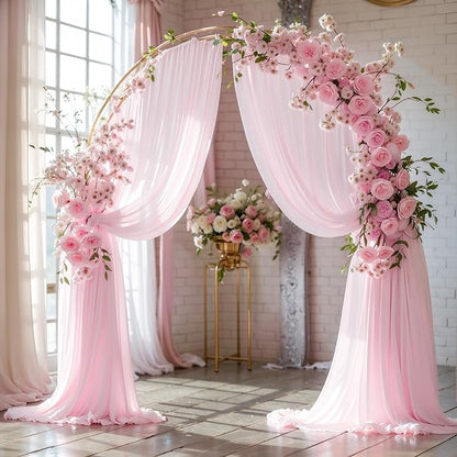 Wedding Arch Draping Fabric 2 Panels 18Ft Blush Chiffon Fabric Drapes Arbor Drapery for Wedding Ceremony Reception Swag Decorations