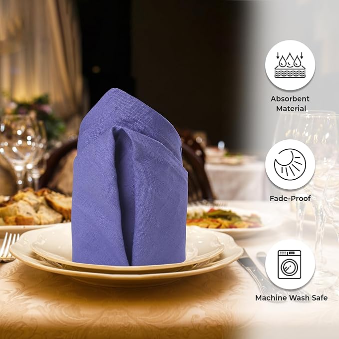 Urban Villa Easter Dinner Napkins Solid Lilac Color Cloth Napkins (Set of 12) Oversized 20x20 Inches 100% Cotton Slub Premium Quality Soft Durable Mitered Corners Reusable Washable Everyday Use