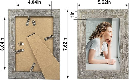 4x6 Picture Frame set of 4, High Definition Glass Distressed Moss Green Frame, 4 x 6 Wood Photo Frames for Desktop Display and Wall Mounting