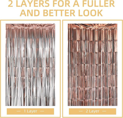 10 Pack Brown Backdrop Curtain 3.2ft x 8.2ft Metallic Tinsel Foil Fringe Curtains Photo Booth Background for Birthday Party Decoration Baby Shower Engagement Wedding Christmas Decoration (Brown)