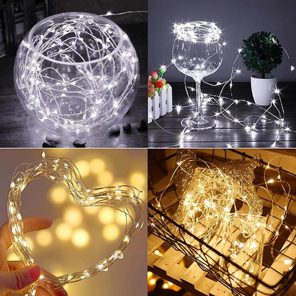 WATERGLIDE 12 Pack Fairy Lights Battery Operated (Included), 7 ft 20 LED Mini String Lights, Waterproof Silver Wire Firefly Starry Light for DIY Wedding Christmas Party Decor, 6 Warm White & 6 White