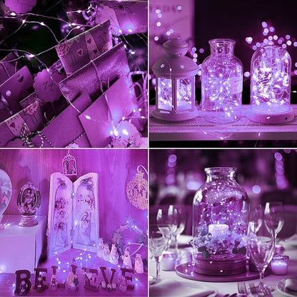 kolpop 12 Pack LED Fairy Lights Battery Operated, Mini Twinkle String Lights Battery Powered Waterproof for Christmas Mason Jars Party,Purple