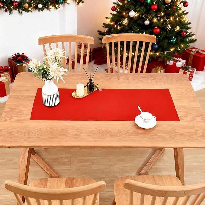 Farmhouse Red Table Runner Small Short Table Runners 36 Inches Coffee Table Runner for Dresser Living Room Bedroom Holiday Party Banquet 12X36 Inch