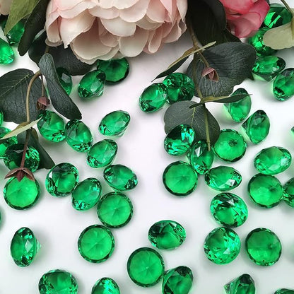 100 pcs Acrylic Diamond Gems, Green Acrylic Diamonds 1 Inch Faux Diamonds Large Acrylic Diamond Vase Filler Fake Diamonds Decor for Party, Event, Wedding, Arts & Crafts, Birthday Decorations