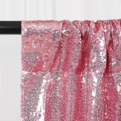 SquarePie Sequin Backdrop Curtain Not See Through Thick Glitter Background for Party 6FT x 8FT Fuchsia Pink