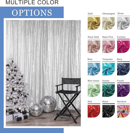 Hahuho Fuchsia Sequin Backdrop Curtain, 4PCS 2FTx8FT Glitter Backdrop Curtain for Parties, Christmas, Wedding, Party Decoration（4 Panels, 2FT x 8FT, Fuchsia