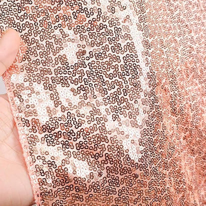 Poise3EHome 6Ft x 8Ft Rose Gold Sequin Backdrop,Glitter Thick Satin Background Drapes, Sparkly Opaque Photography Curtain Backdrop for Wedding Party Decor