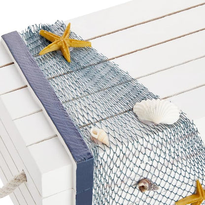 Juvale Nautical Wooden Jewelry Box Set - Jewelry Storage & Nautical Decor Boxes with Lids - Coastal Decor Table Centerpiece