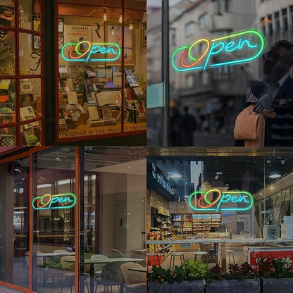 Ineonlife Open Neon Sign, Dream Colorful Open Controller Neon Light for Wall Display Sign Walls Window Door Bar Shop Coffee Salon Hotel Store with Remote Control & APP Control & USB Button Control