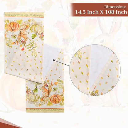 Maison d' Hermine Table Runner 100% Cotton Single Layer Table Runners 108 inches Long Decorative for Home Kitchen Dining Party Baby Shower Wedding Bridal Shower (Pumpkin Passion, 14.50" x 108")