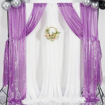 4Pcs 2Ft x 8Ft Sequin Backdrop Curtain, Glitter Photography Background, Sequence Xmas Thanksgiving Backdrop (Lavender, 4 pcs-2ftx8ft)