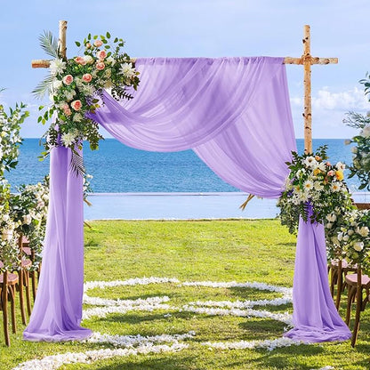 SiinvdaBZX 4 Panels Wedding Arch Draping Fabric 30" x 240" Lavender Purple Polyester Chiffon Multi-Occasion Decorative Drapery