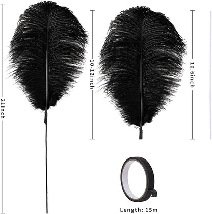 Holmgren Black Ostrich Feathers Bulk - 20pcs Making Kit 22 Inch Natural Ostrich Feathers for Vase, Floral Arrangement, Wedding Party Centerpieces and Halloween Home Decor (Black)