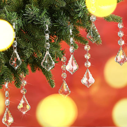 Nuenen 100 Pcs Hanging Crystals for Centerpieces Acrylic Chandelier Garland Beads Strands Prism Decorations Clear Teardrop Chandelier Crystals Pendant Wedding Home Garden Outdoor Ornaments(Maple Leaf)