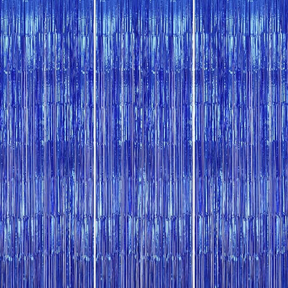 3 Pack Foil Fringe Backdrop - Royal Blue Shiny Tinsel Curtains for Party Decoration/Photo Booth Props - 3.3x8.2 FT Metallic Foil Backdrop for Birthday, Wedding, Graduation, Christmas.