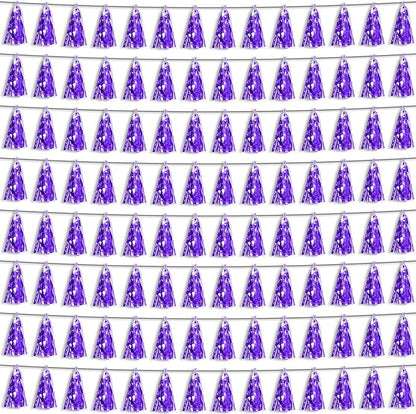 8P Purple Foil Fringe Metallic Tassel Streamers Banner Tassel Garland for Parade Floats, Bachelorette, Wedding, Birthday, Halloween, Christmas, Bridal/Baby Shower Party Decorations
