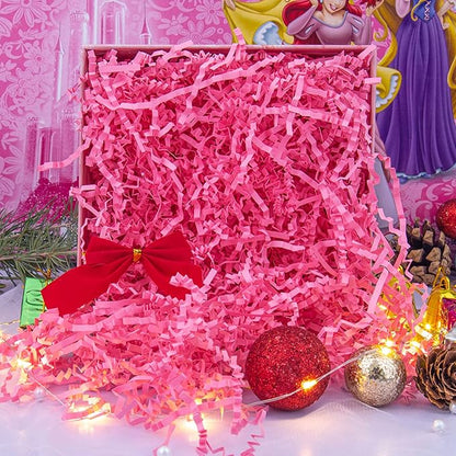 Caleihd Crinkle Cut Paper Shred Packing Grass Cushion Paper Streamer for Christmas Wedding Birthday Bridesmaid Engagement Craft Gift Boxes Bags Basket Filler Decoration 4.5oz Pink