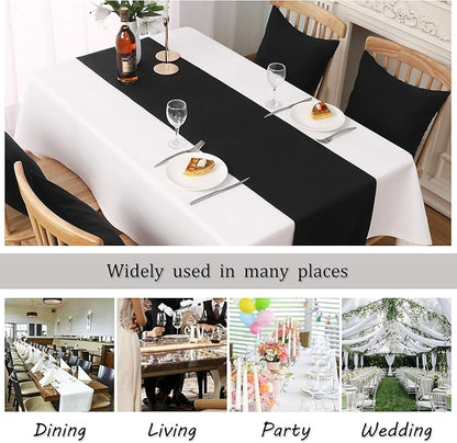 DUALIFE Jet Black Table Runner 14x72 inch Solid Color Thick Polyester Decorative Cloth Handcrafted for Wedding Party Birthday Graduations Banquet,Restaurant & Outdoors 1 Piece