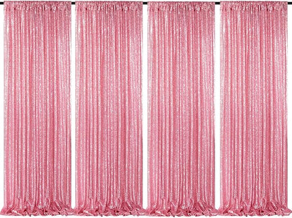 Backdrop Curtain Drapes 4 Pieces 2FTx8FT Blush Pink Wedding Backdrop for Bridal Shower Brithday Party Decor