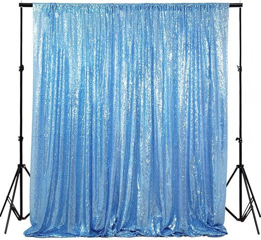 ShiDianYi Sequin Backdrop Baby Blue Sequin Photo Backdrop 4FT X 6FT Wedding Photo Booth Backdrop Shimmer Photography Background Ceremony Background