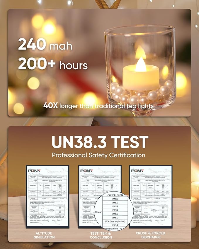 Homemory 24-Pack Flameless LED Tea Lights Candles Battery Operated, 200+Hour Fake Electric Candles TeaLights for Votive, Halloween, Ofrenda, Diya, Wedding Centerpiece Table Decor, Funeral, Christmas