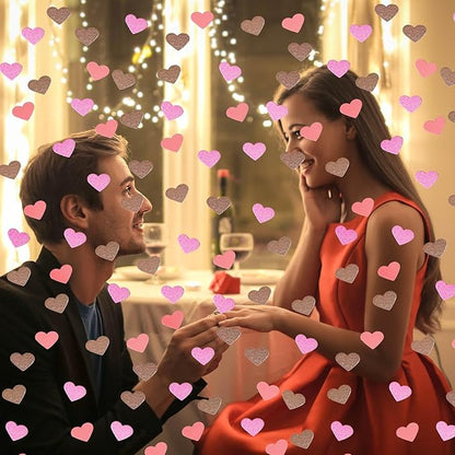 200 Pcs Pink Heart Paper Confetti for Valentine's Day Wedding Baby Shower Birthday Party Table Decoration Supplies