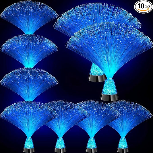 Patelai 10 Pcs LED Fiber Optic Lamp Color Changing Fiber Optic Night Light with Multicolor Glow Decorative Table Centerpiece for Sensory Bedroom Halloween Party Holiday Decorations (Novel,Blue)