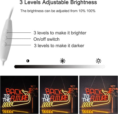 Back To The Future Neon Sign for Wall Decor Neon Signs with Dimmable Switch LED Neon Signs Bedroom Beer Bar Neon Light Sign Hotel Party Club Office Art Lights(17X12inch)