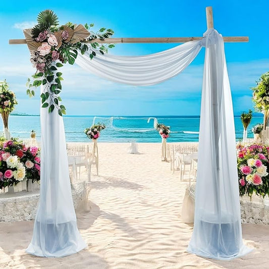 MDS Halloween Chiffon Draping Fabric - 1 Panel, 30" Wide x 75ft Long - Sheer Spooky Arbor & Canopy Drapery for Haunted House Backdrops, Party Ceilings, DIY Costumes & Themed Events - Baby Blue