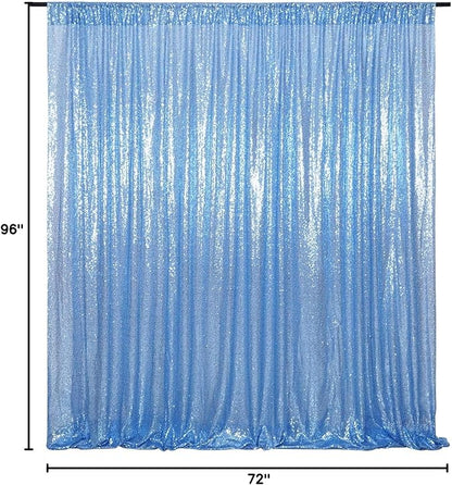 Poise3EHome 6FT x 8FT Sequin Photography Backdrop Curtain for Party Decoration, Baby Blue