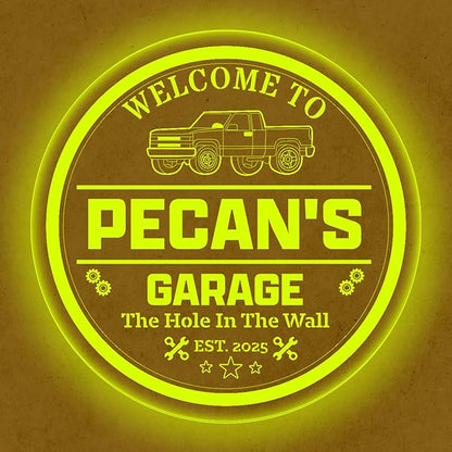 Custom Pickup Truck LED Sign – Personalized Color Changing Acrylic Wall Decor for Garage, Shop, or Man Cave (Garage 2, 20 INCHES)