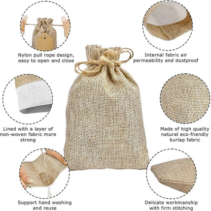 Jutieuo 25pcs Small Burlap Bags with Drawstring - 4x6 Inch Reusable Premium Linen Sacks Bags with Tag and String, Mini Gift Bag for Wedding Party Favor, Jewelry Pouches, Coffee, DIY Craft