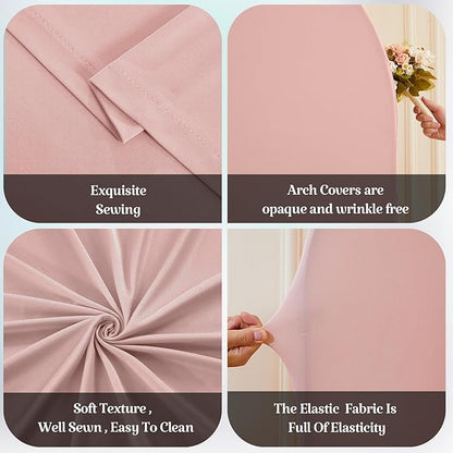 7.2FT 6FT Arch Backdrop Cover for Wedding, Set of 2 Stretchy Spandex Fitted Arch Stand Cover for Baby Shower, Birthday Party Decor, Chiara Backdrop Cover with Double-Sided Design(Dusty Pink)