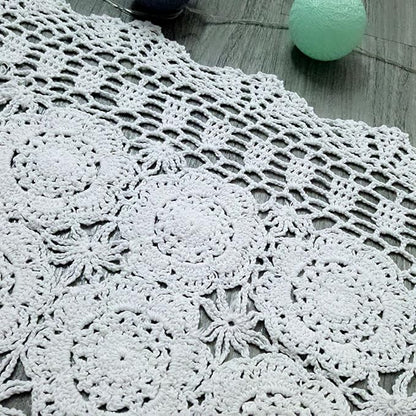 Cotton Handmade Crochet lace Table Runners Rectangular Tablecloth Doilies Doily Table Dresser Scarf Décor,19x23Inch,White
